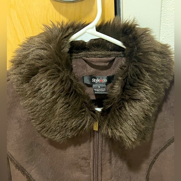 Style & Co Faux Suede/Fur Zip-Up Jacket - Picture 5 of 8